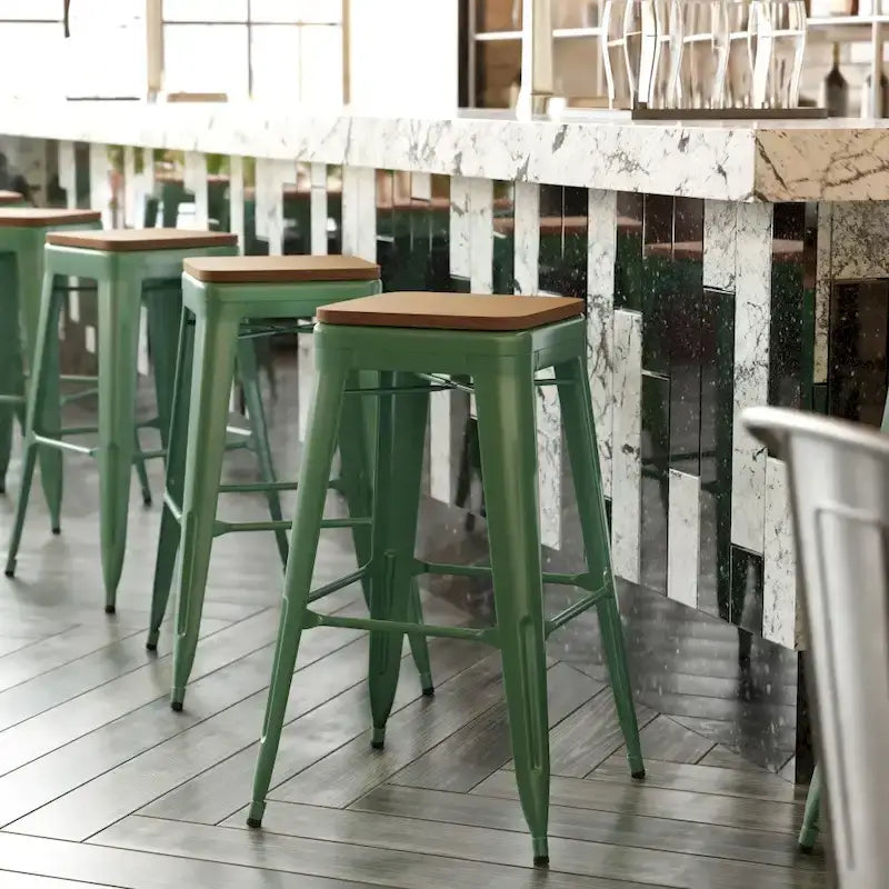 Tabouret de bar sans dossier intérieur/extérieur avec assise en résine de polyéthylène
