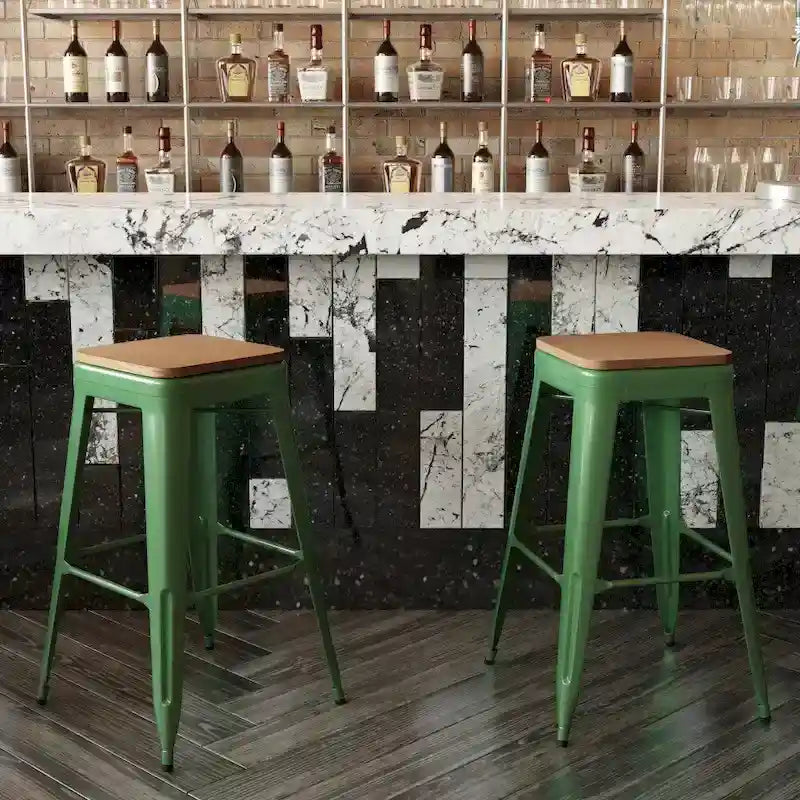 Tabouret de bar sans dossier intérieur/extérieur avec assise en résine de polyéthylène