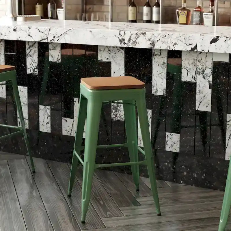 Tabouret de bar sans dossier intérieur/extérieur avec assise en résine de polyéthylène