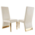Chaises de salle à manger modernes à dossier haut avec clous décoratifs et pieds en métal poli