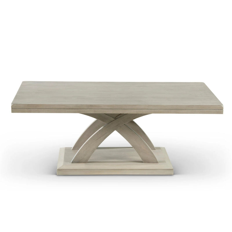 Table basse avec supports en X et base biseautée
