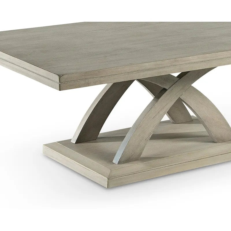 Table basse avec supports en X et base biseautée