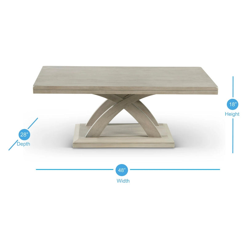 Table basse avec supports en X et base biseautée