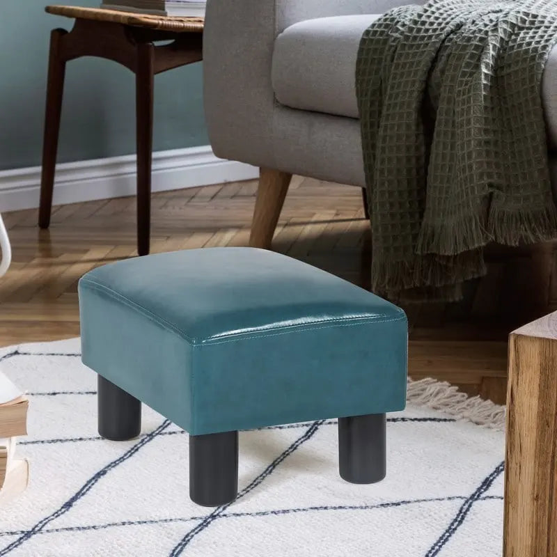 Faux Leather Ottoman Foot Rest Stool - Square Padded Seat