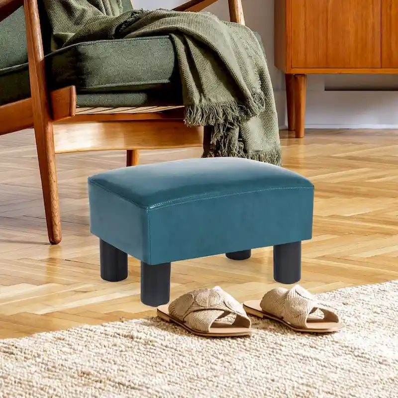 Tabouret repose-pieds ottoman en similicuir - Assise carrée rembourrée