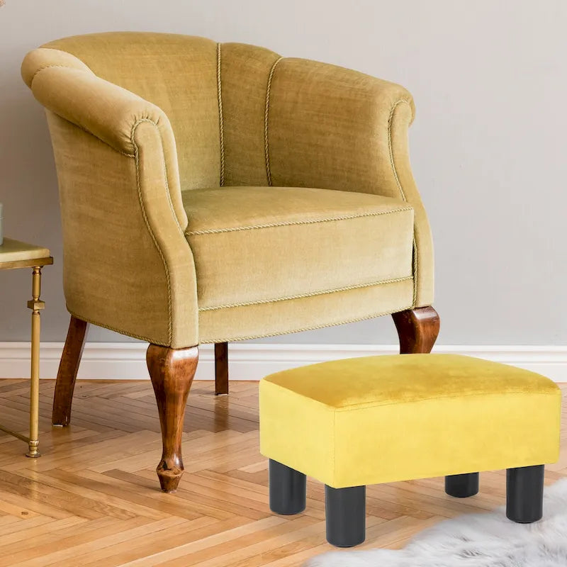 Tabouret repose-pieds ottoman en similicuir - Assise carrée rembourrée