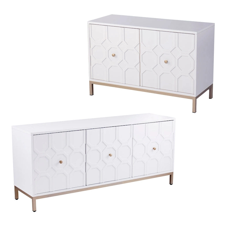 Contemporary Decorative 2-Door Buffet Accent Cabinet with Gold Hardware