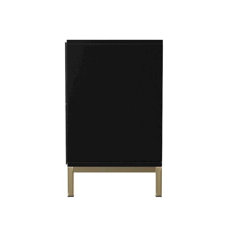 Meuble d'appoint buffet contemporain à 2 portes avec quincaillerie dorée