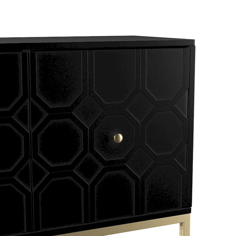 Meuble d'appoint buffet contemporain à 2 portes avec quincaillerie dorée