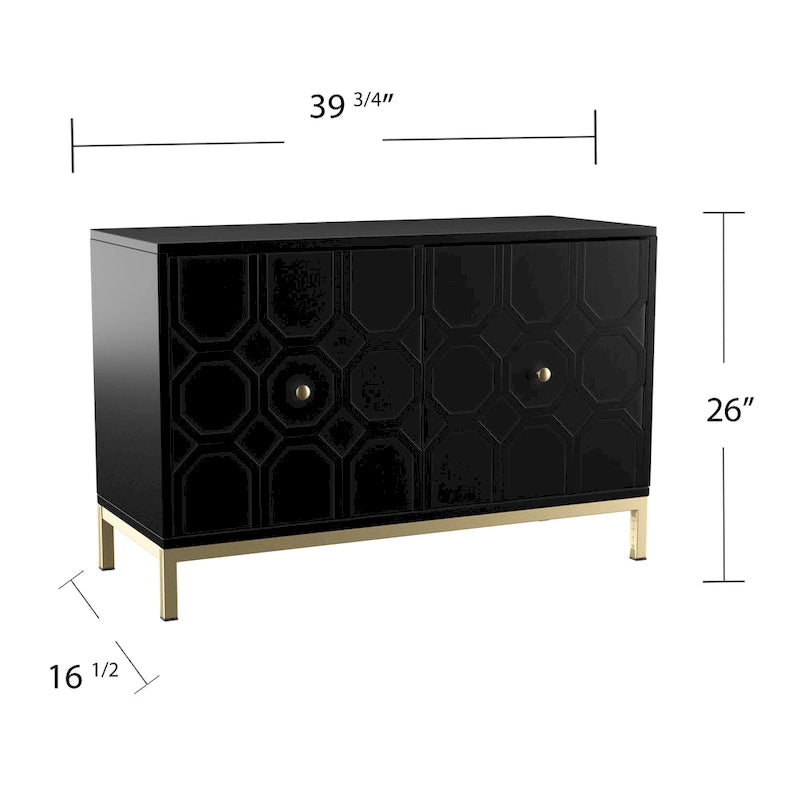 Meuble d'appoint buffet contemporain à 2 portes avec quincaillerie dorée