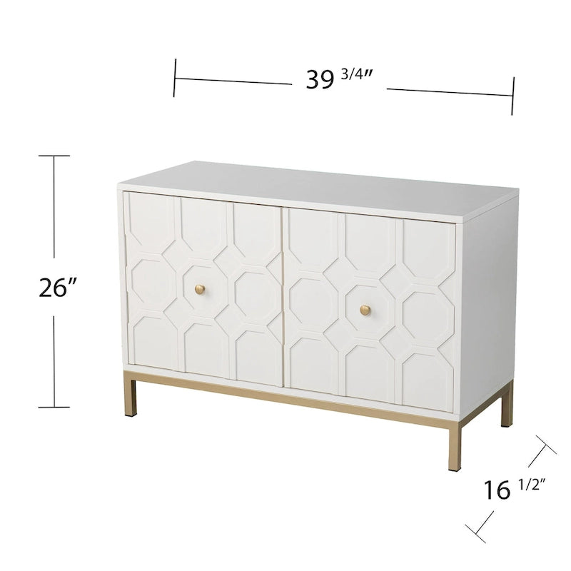 Meuble d'appoint buffet contemporain à 2 portes avec quincaillerie dorée