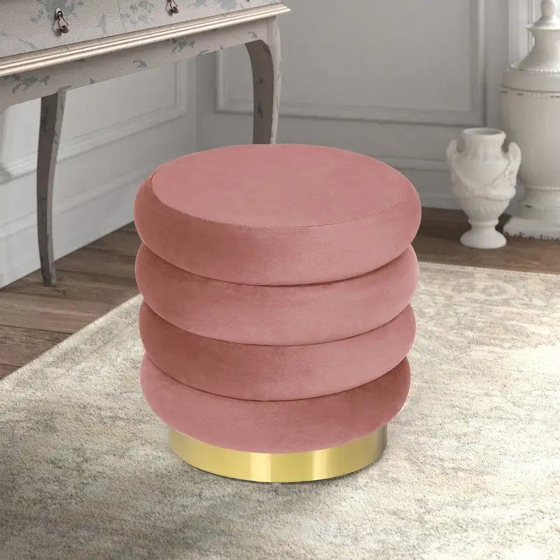 Repose-pieds rond en velours ottoman