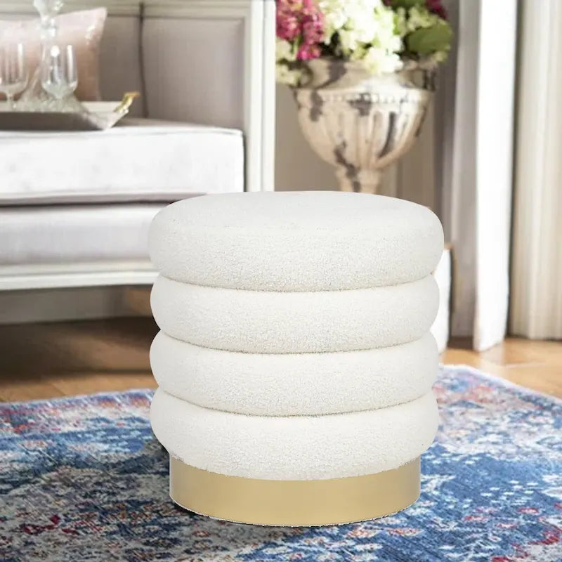 Repose-pieds rond en velours ottoman