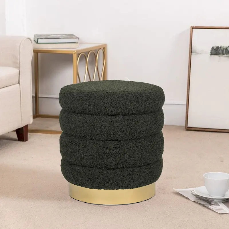 Repose-pieds rond en velours ottoman