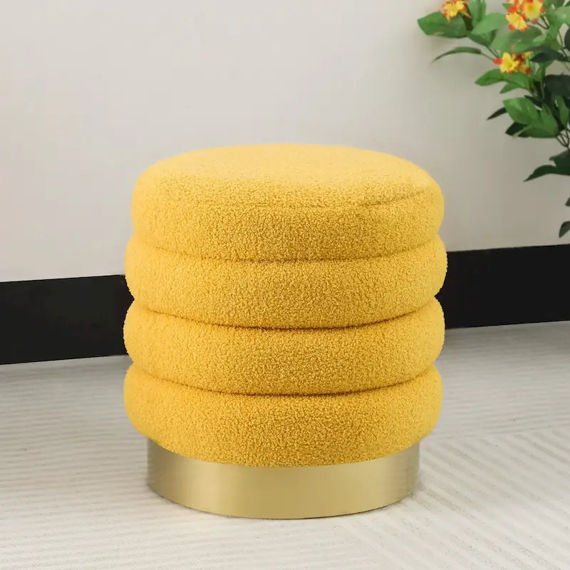 Repose-pieds rond en velours ottoman