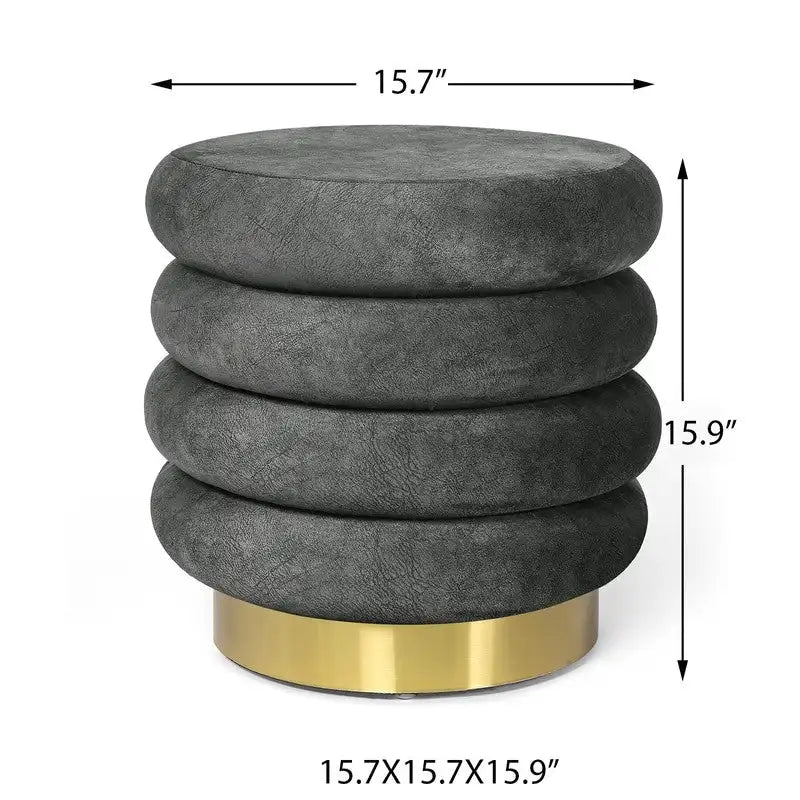 Repose-pieds rond en velours ottoman