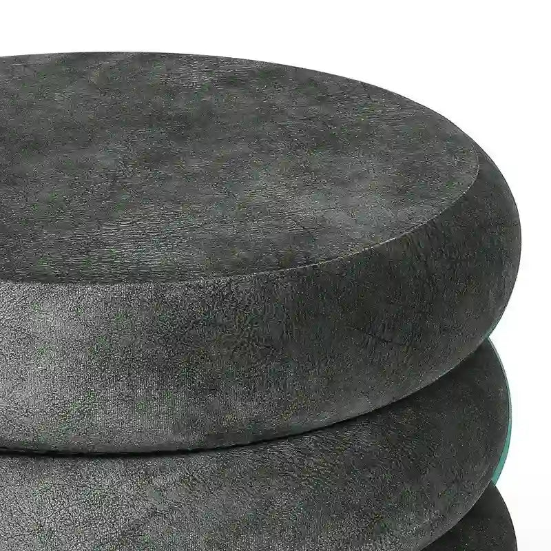 Repose-pieds rond en velours ottoman