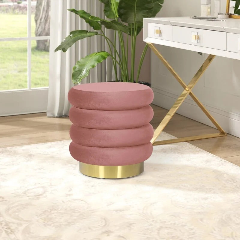 Repose-pieds rond en velours ottoman