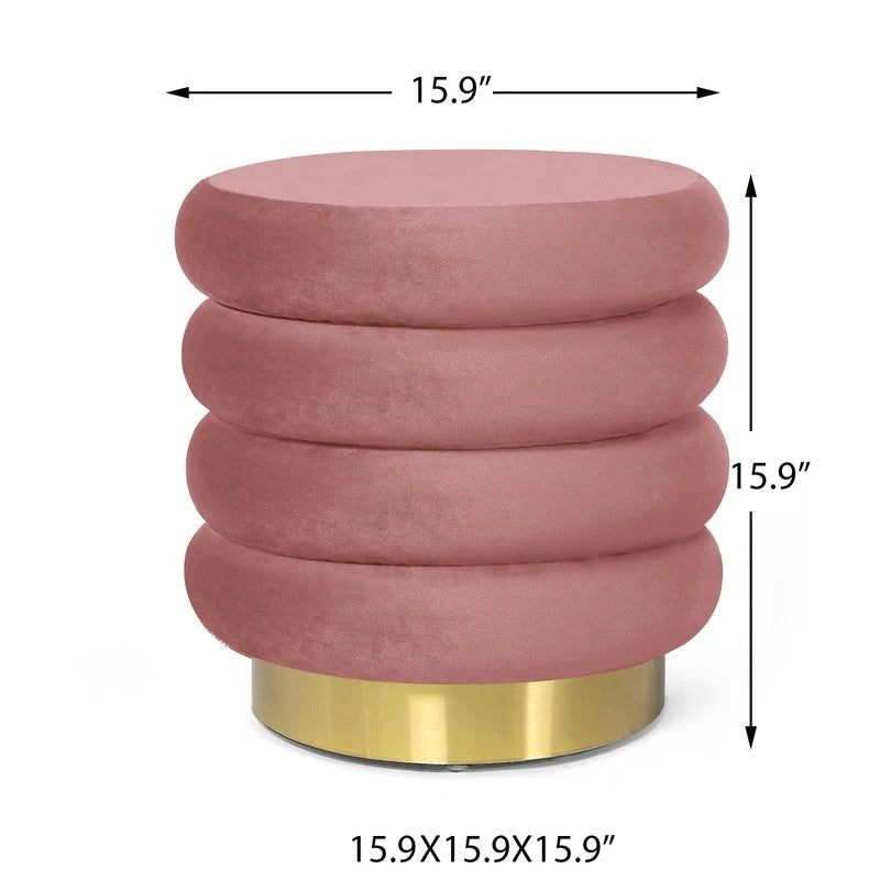 Repose-pieds rond en velours ottoman