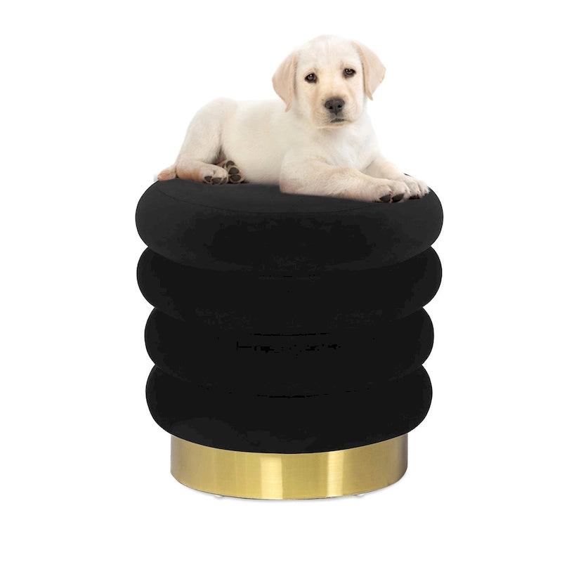 Repose-pieds rond en velours ottoman
