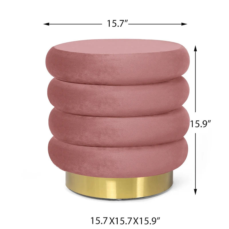 Repose-pieds rond en velours ottoman