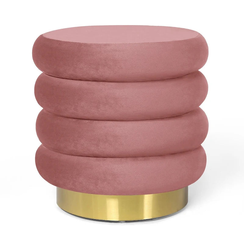 Repose-pieds rond en velours ottoman