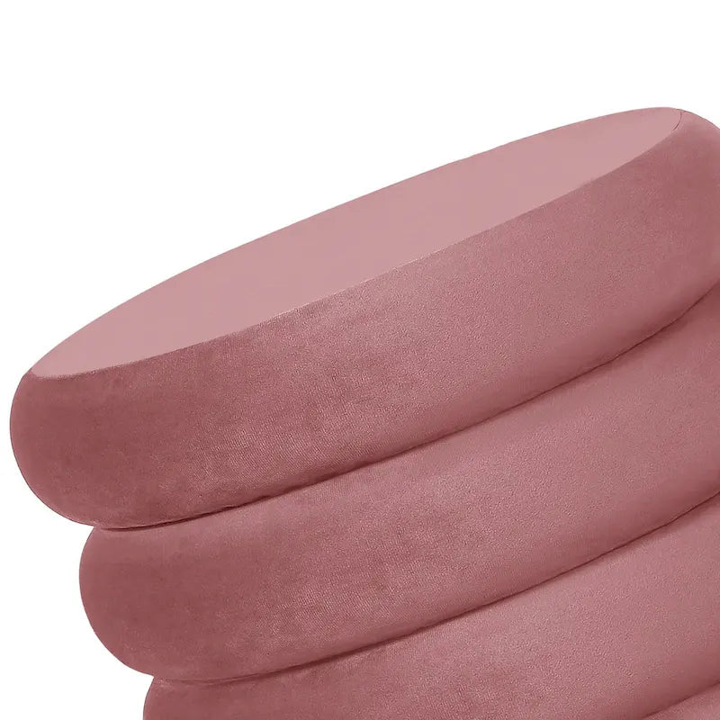Repose-pieds rond en velours ottoman