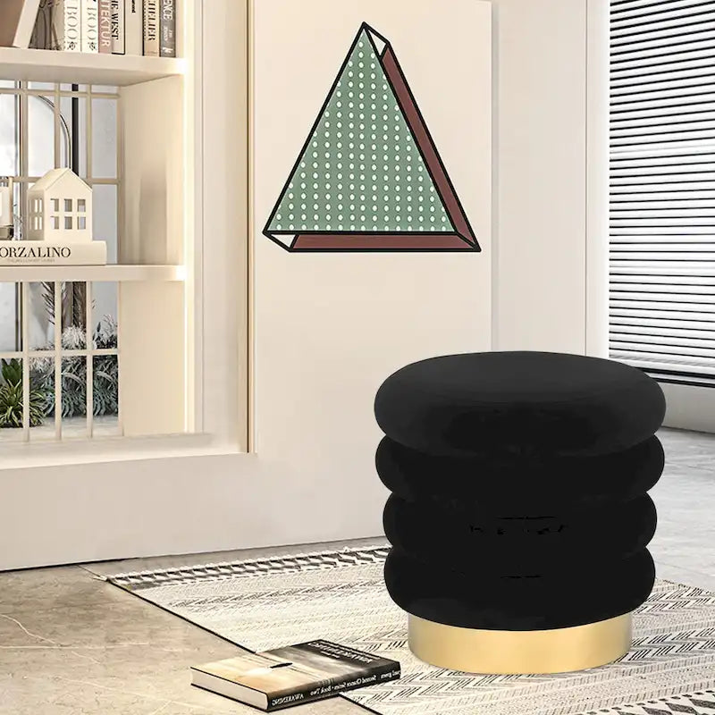Repose-pieds rond en velours ottoman