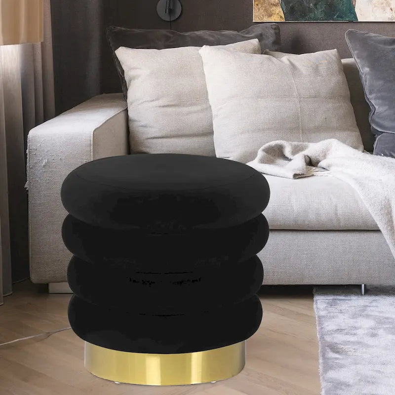 Repose-pieds rond en velours ottoman