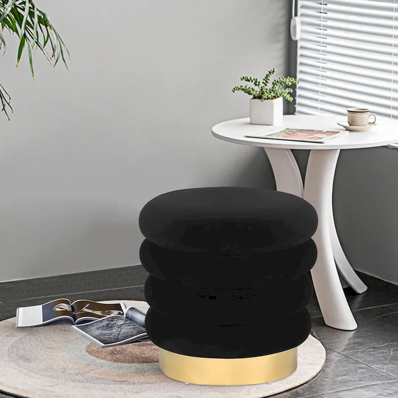 Repose-pieds rond en velours ottoman