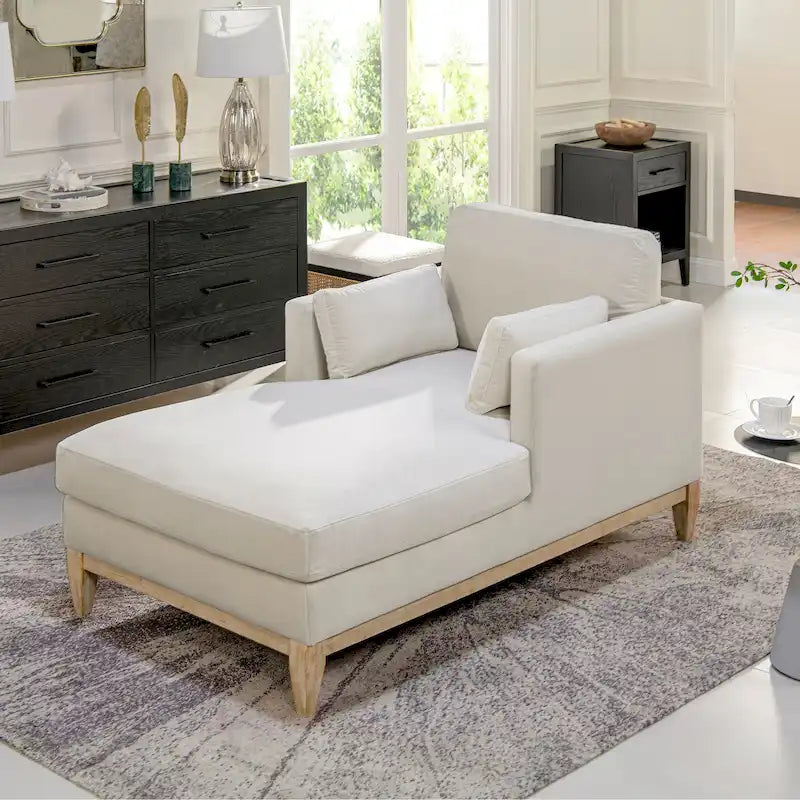 Chaise longue en velours performance de style moderne et rustique, 65 po