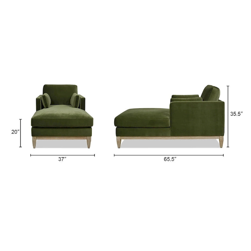 Chaise longue en velours performance de style moderne et rustique, 65 po