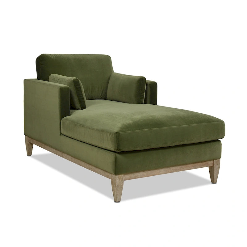 Chaise longue en velours performance de style moderne et rustique, 65 po