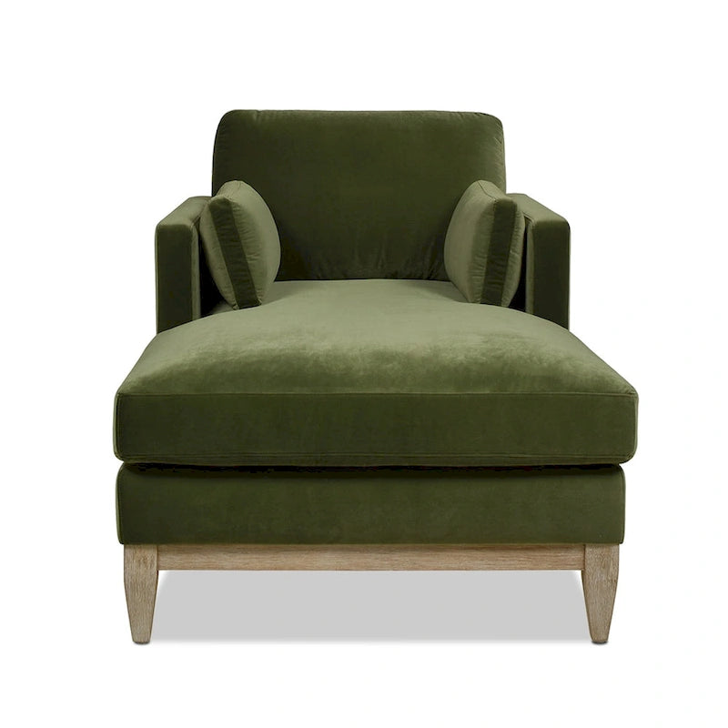 Chaise longue en velours performance de style moderne et rustique, 65 po