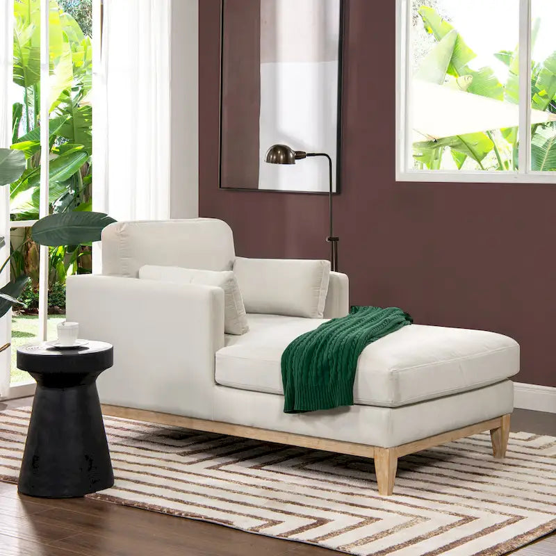 Chaise longue en velours performance de style moderne et rustique, 65 po