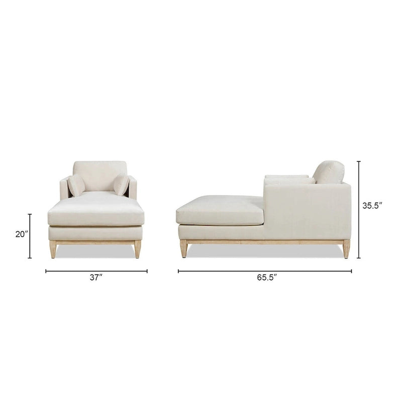 Chaise longue en velours performance de style moderne et rustique, 65 po