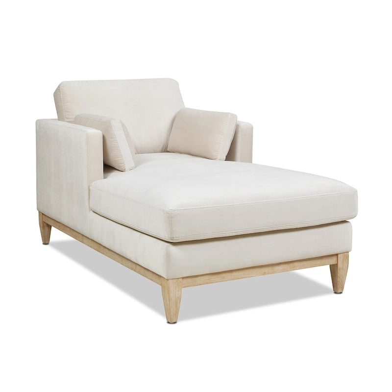 Chaise longue en velours performance de style moderne et rustique, 65 po