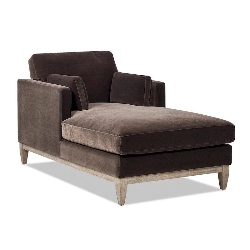 Chaise longue en velours performance de style moderne et rustique, 65 po