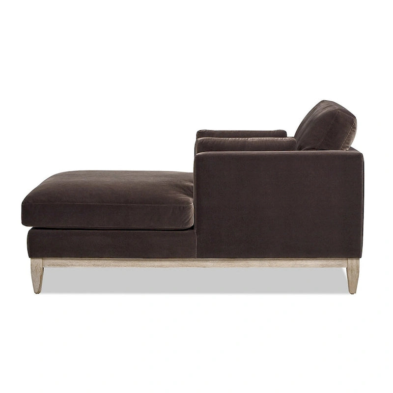Chaise longue en velours performance de style moderne et rustique, 65 po