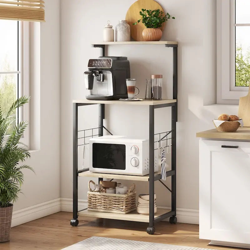 Étagère de boulanger de cuisine avec étagères de rangement et support pour micro-ondes