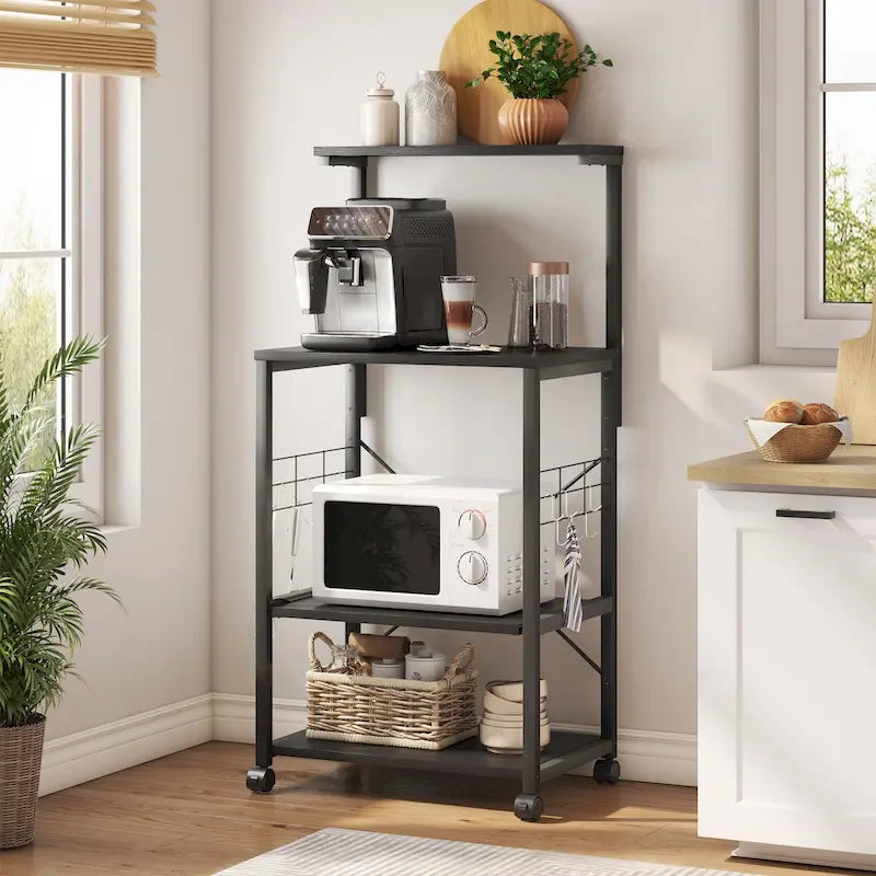 Étagère de boulanger de cuisine avec étagères de rangement et support pour micro-ondes
