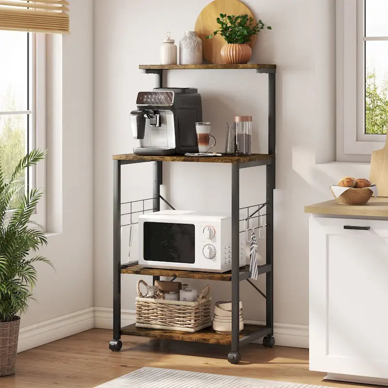 Étagère de boulanger de cuisine avec étagères de rangement et support pour micro-ondes