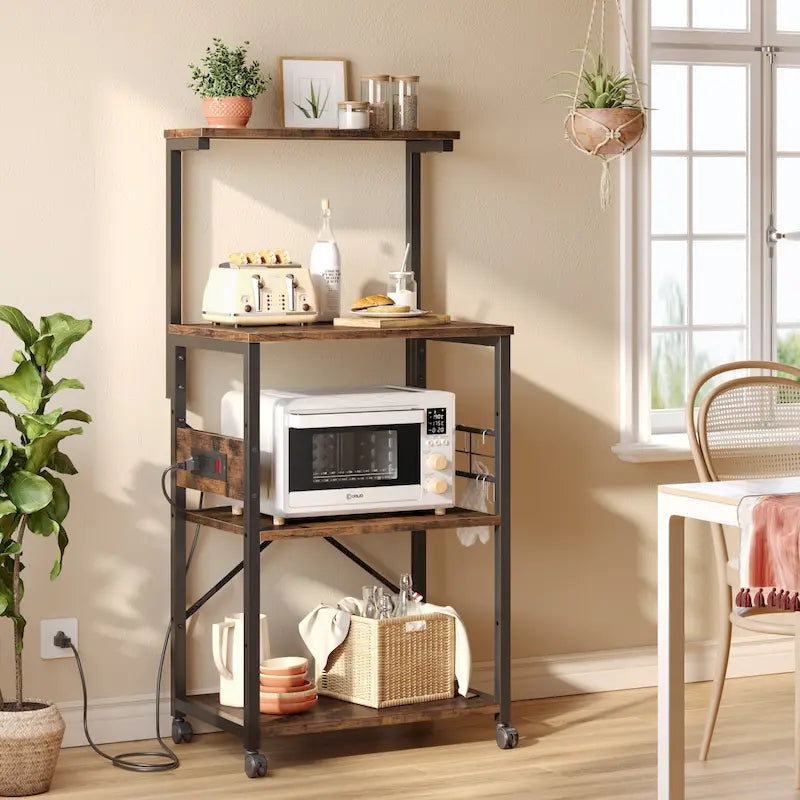 Étagère de boulanger de cuisine avec étagères de rangement et support pour micro-ondes