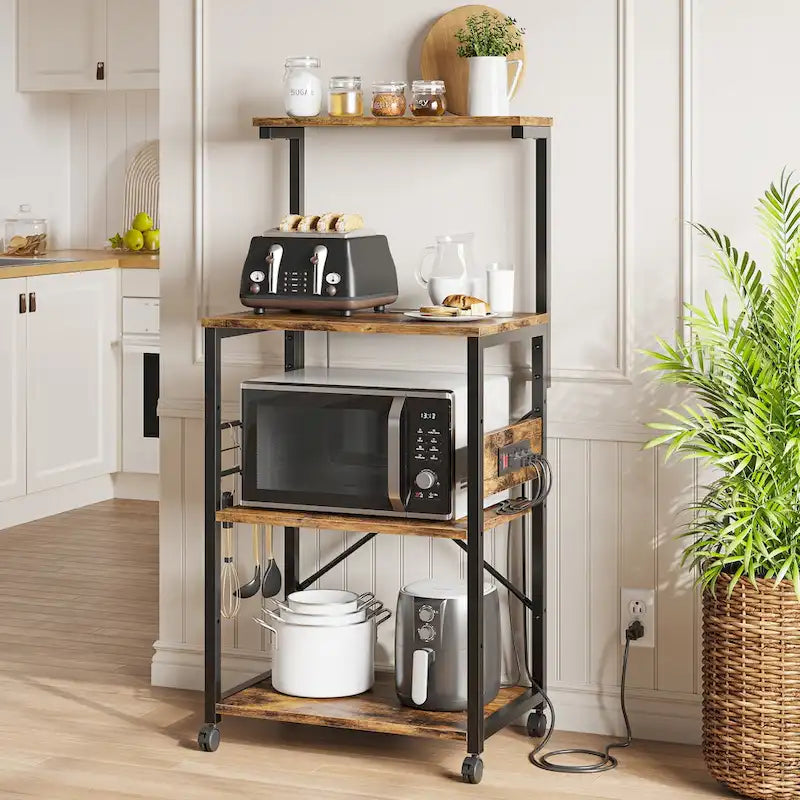 Étagère de boulanger de cuisine avec étagères de rangement et support pour micro-ondes