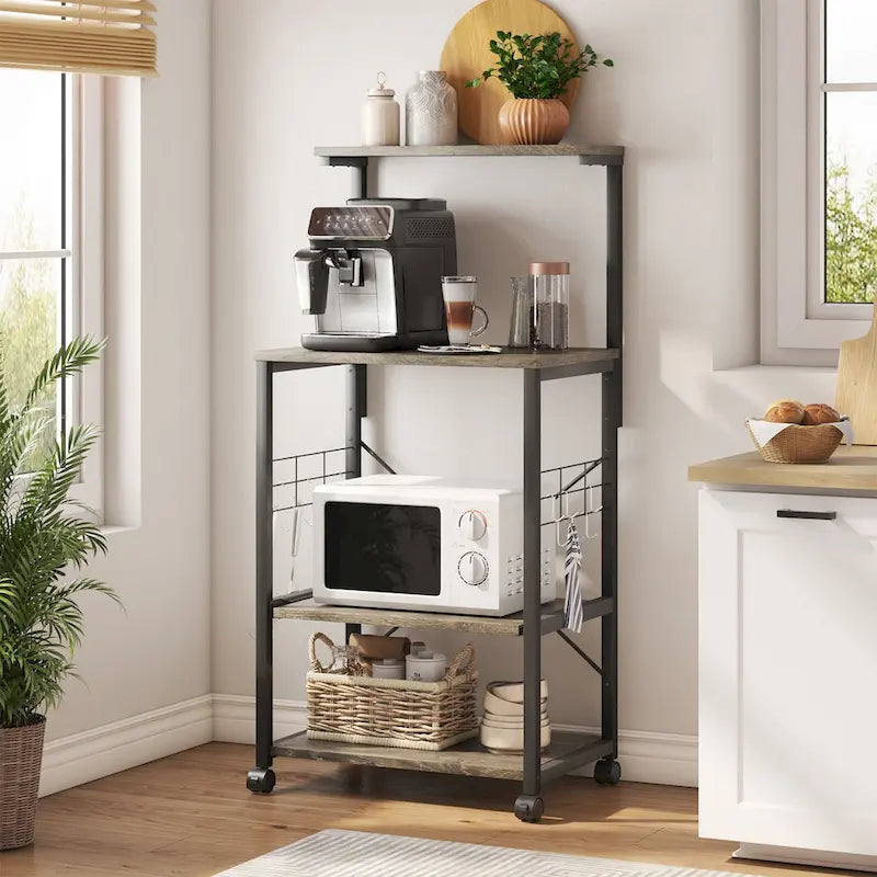 Étagère de boulanger de cuisine avec étagères de rangement et support pour micro-ondes