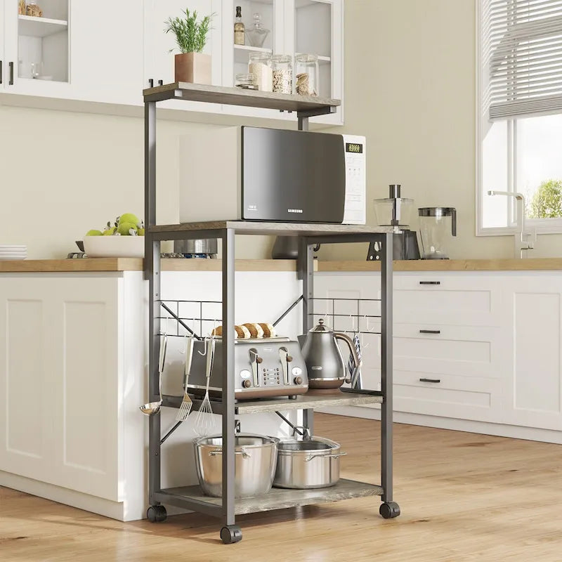 Étagère de boulanger de cuisine avec étagères de rangement et support pour micro-ondes
