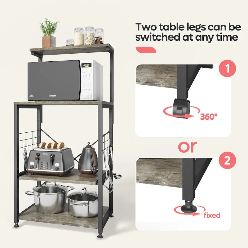 Étagère de boulanger de cuisine avec étagères de rangement et support pour micro-ondes