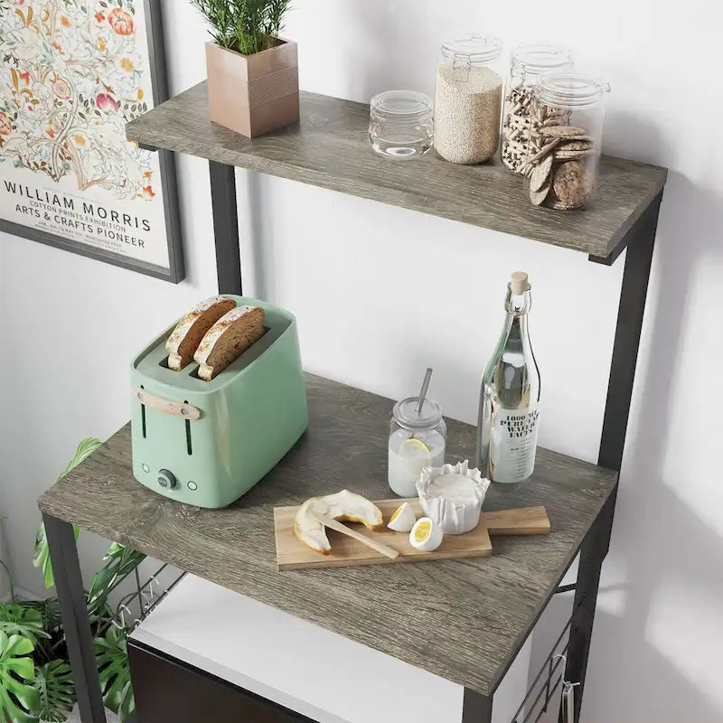 Étagère de boulanger de cuisine avec étagères de rangement et support pour micro-ondes