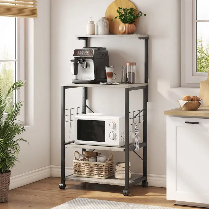 Étagère de boulanger de cuisine avec étagères de rangement et support pour micro-ondes
