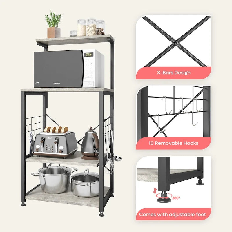 Étagère de boulanger de cuisine avec étagères de rangement et support pour micro-ondes